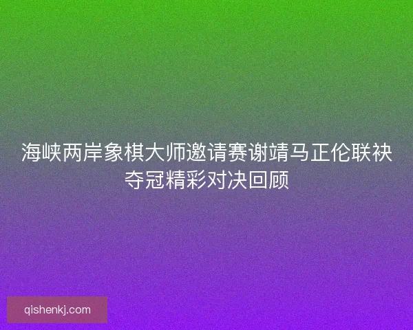 海峡两岸象棋大师邀请赛谢靖马正伦联袂夺冠精彩对决回顾