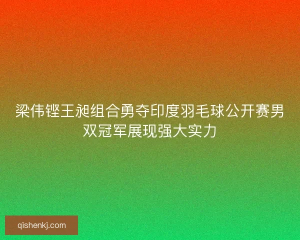 梁伟铿王昶组合勇夺印度羽毛球公开赛男双冠军展现强大实力